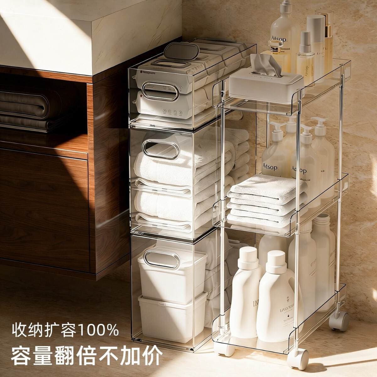 Bathroom gap storage rack 20cm narrow gap trolley floor-standing toilet bathroom narrow gap drawer-style storage cabinet 1