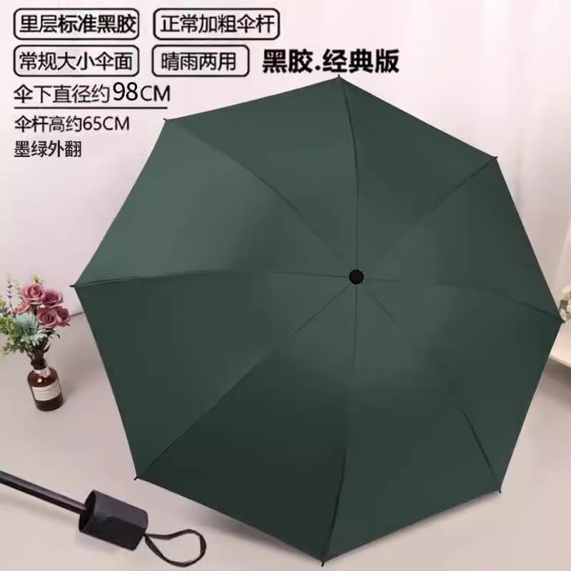 8-bone sunny and rainy sunscreen vinyl umbrella-single [dark green]
