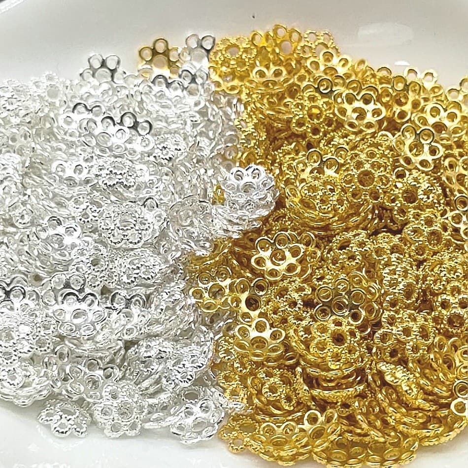 P4#6mm [flower holder mixed color gold + silver]