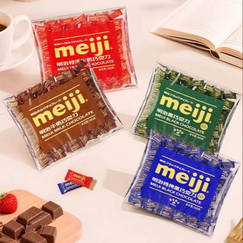 Meiji şokolad kubları, südlü və tünd, 500g 2