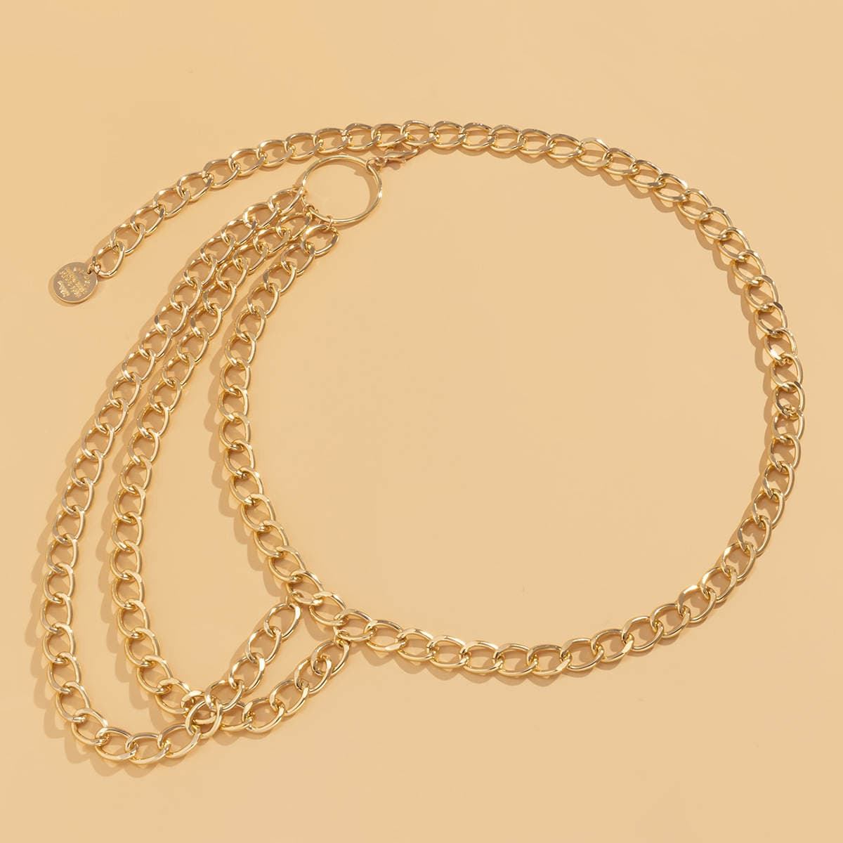 Punk Hip Hop Multi-layer Tassel Chain Waist Chain Women's European and American Cross-border Trend Retro Embossed Round Brand Body Chain 2