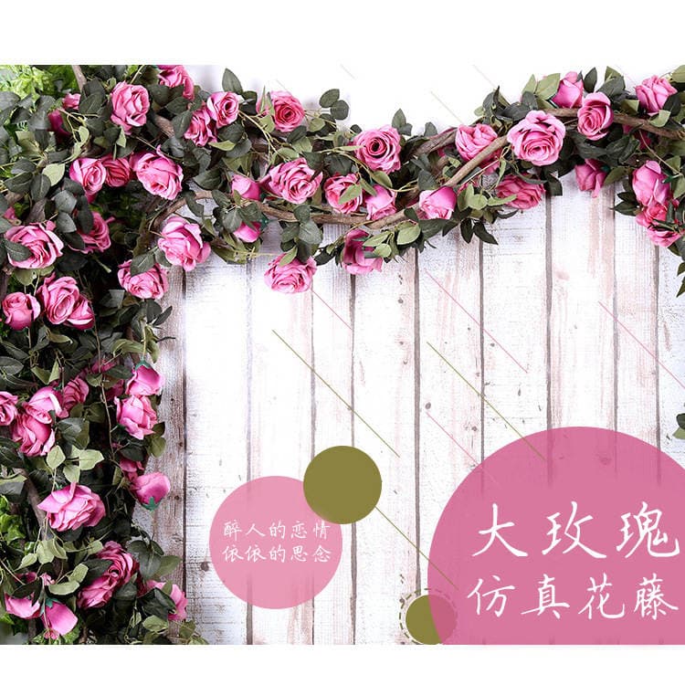 Artificial Flower Fake Flower European Style Rose Teng Wedding Decoration Autumn Color Rose Strip Silk Flower Vine Real Scene Flower Vine 1