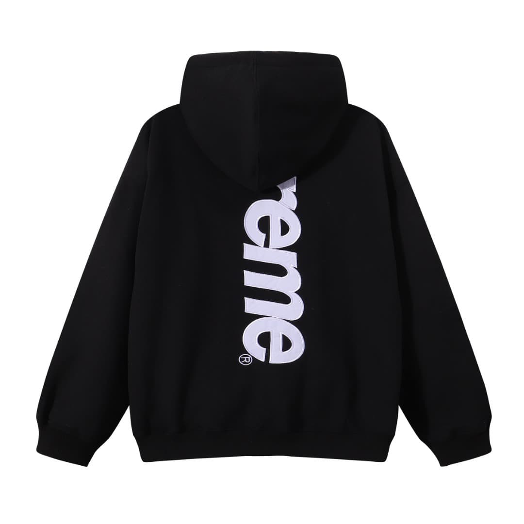 Embroidered large logo black [hoodie]