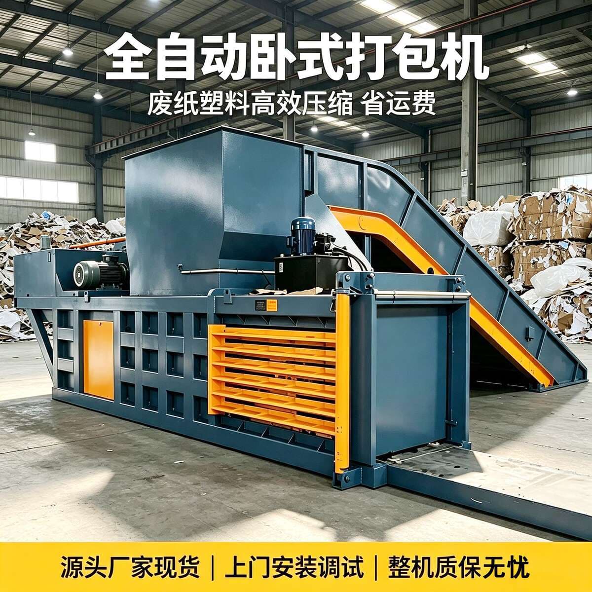 Horizontal hydraulic baling press for plastic film and waste paper bags, available in large, medium, and small sizes, customizable by the manufacturer 3