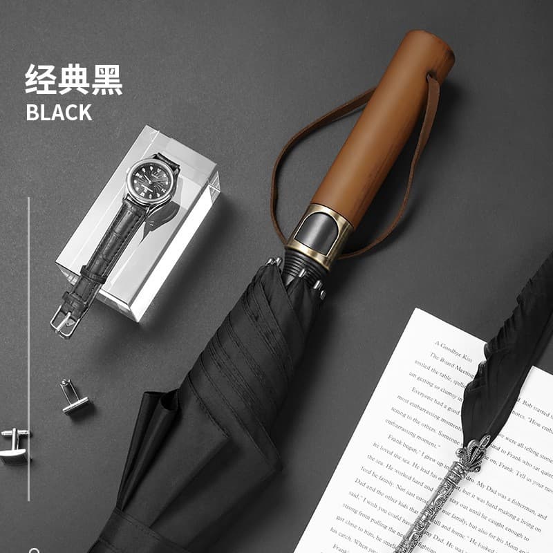 Sun protection black glue】【wooden handle business】【120cm canopy diameter】black