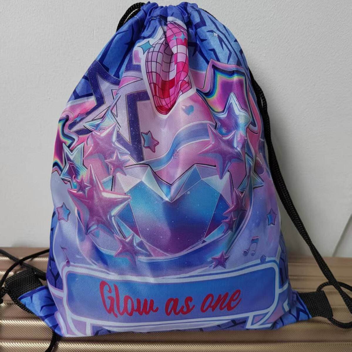 Summer Vibrant Bags with Full Logo Design, Artistic Performance-Themed Drawstring Backpacks with Complete Patterns, Available in Various Colors 3