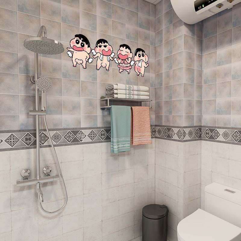 Crayon Shin-chan suya davamlı cizgi filmi divar/kafel stikerləri (hamam/tualet üçün) 5