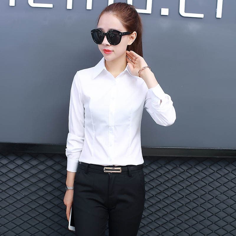 2026 Spring New Solid Color Women's Shirt Korean Style Slim Fit Women's Top Long Sleeve Single-Breasted Women's Shirt 4