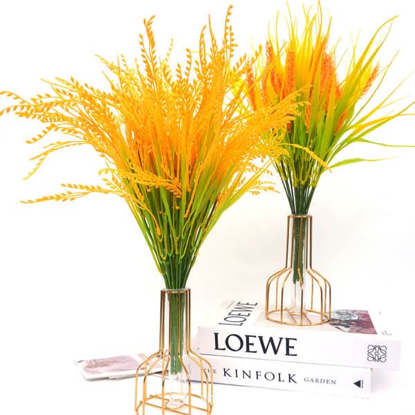 Cross-Border Manufacturer of Artificial Seven-Lobed Wheat Ears, Rice Plant, Rice Field Engineering, Rice Ear Landscaping Wall, High Simulation