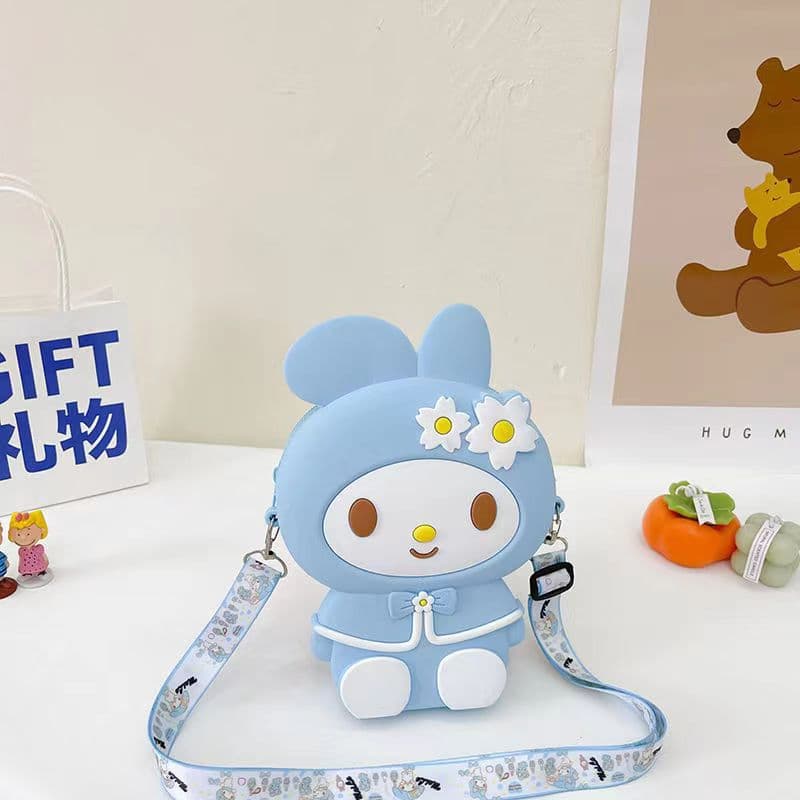 Double flower melody coin purse blue (can hold mobile phone)