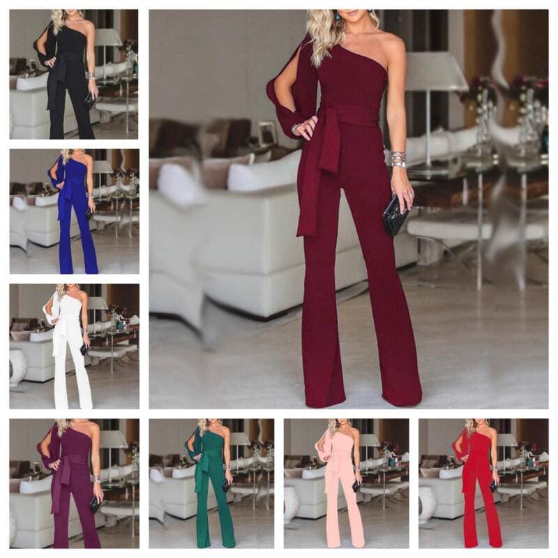 2024 Summer and Autumn Cross-border Explosions Amazon New Women's Shoulder High Waist Lace-up Solid Color Slim-fit Sexy Pants 1