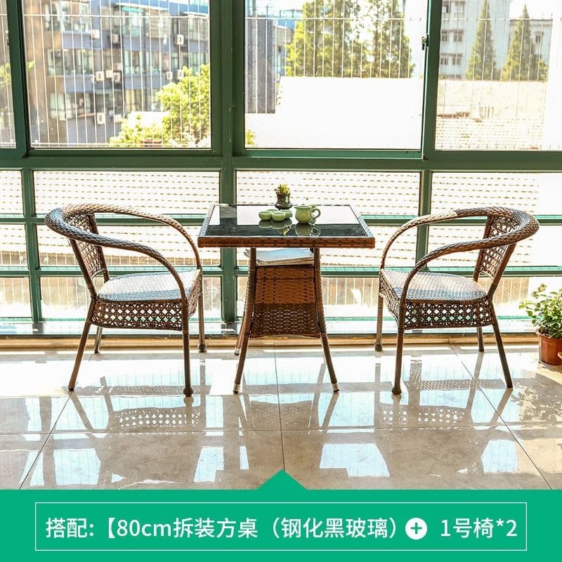80 square table + 2 chairs (with cushions included)
