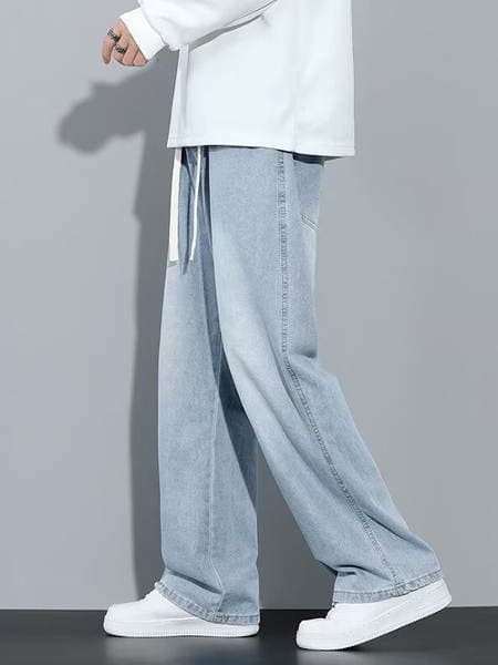 Men's Jeans Summer 2026 New Korean Style Trendy Brand Loose Casual Pants Versatile Wide-Leg Straight Long Pants Men's Clothing