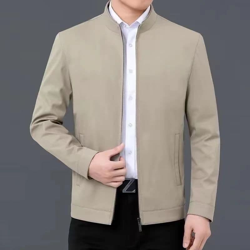 khaki stand collar zipper thin