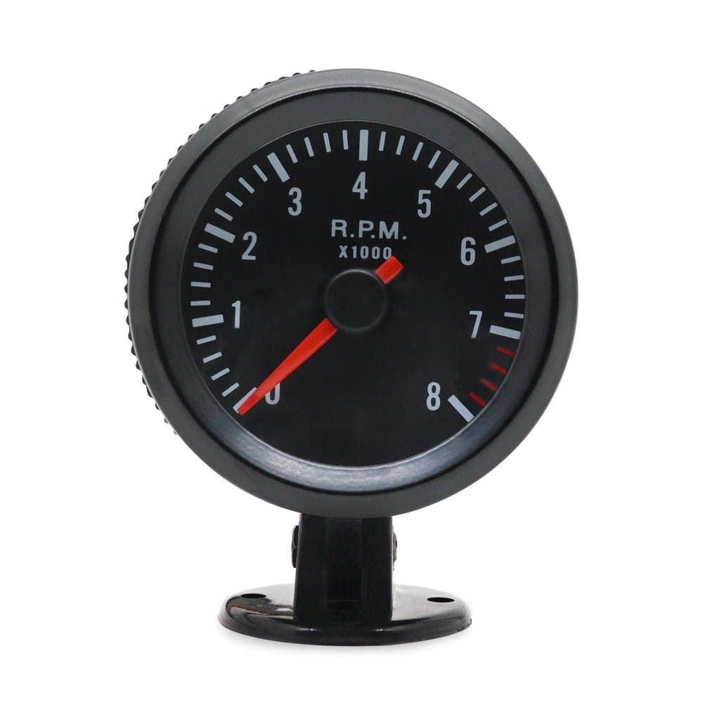 Avtomobil üçün 2 düymlük (52 mm) LED taxometr, qara-ağ, 0-8000 dövr/dəq, 1-8 silindrli mühərriklər üçün.