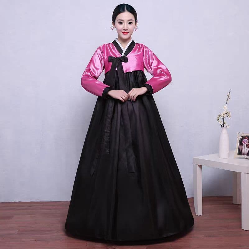 Pink coat + black skirt