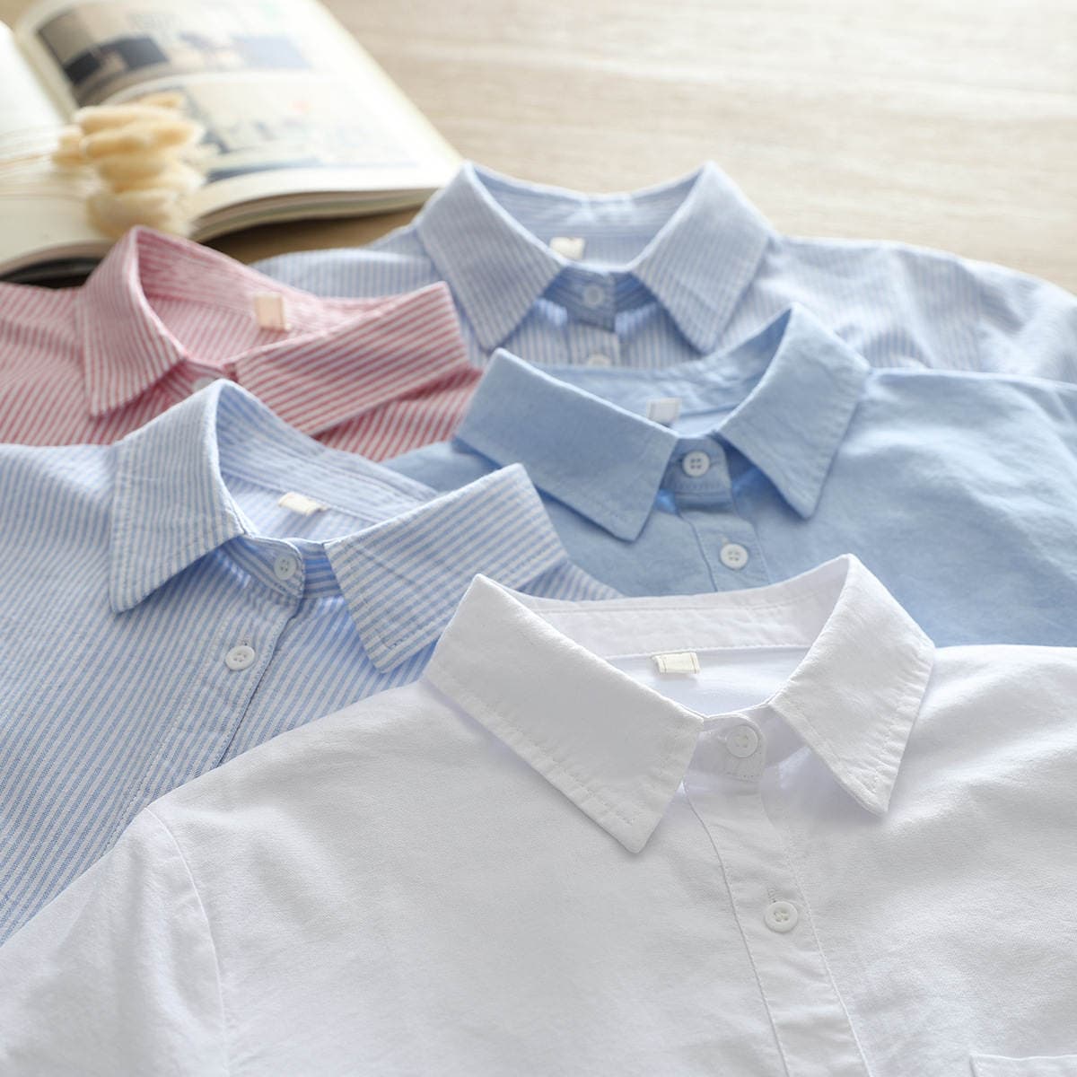 Casual Simple Oxford Shirt 2025 Spring and Autumn New Korean Style Loose Striped Base Shirt Women's Top Trendy 1