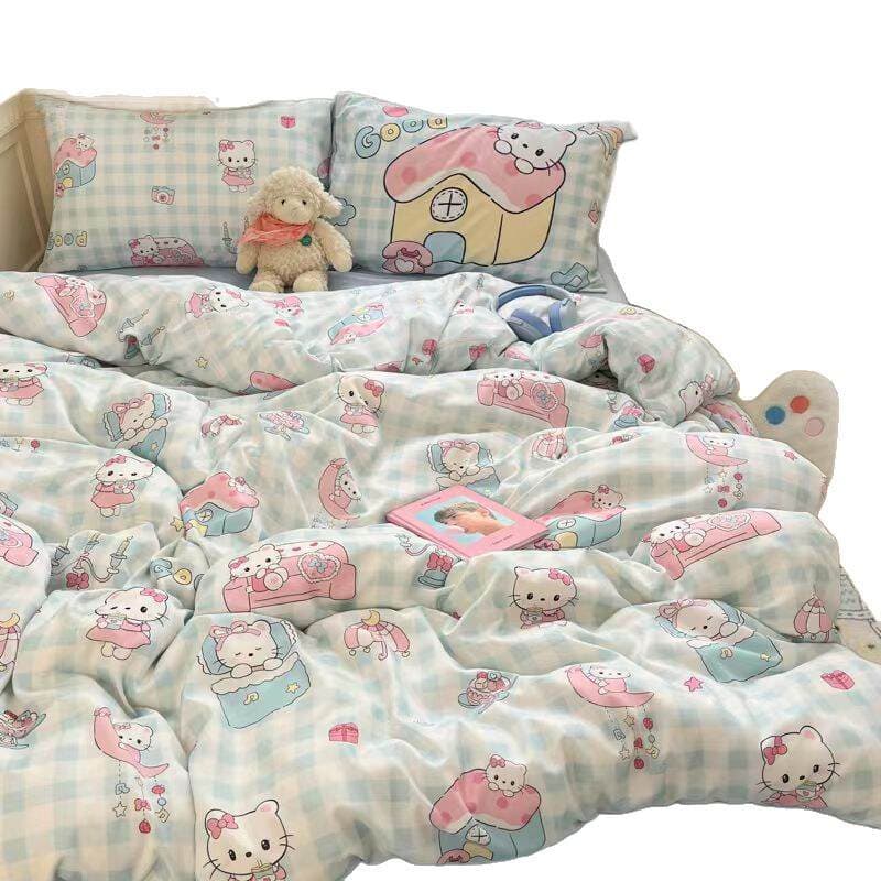 Pink Polka Dot Bedding Set, Student Dormitory Three-Piece Set, Four-Piece Set, Skin-Friendly Washed Cotton Four-Piece Set 5