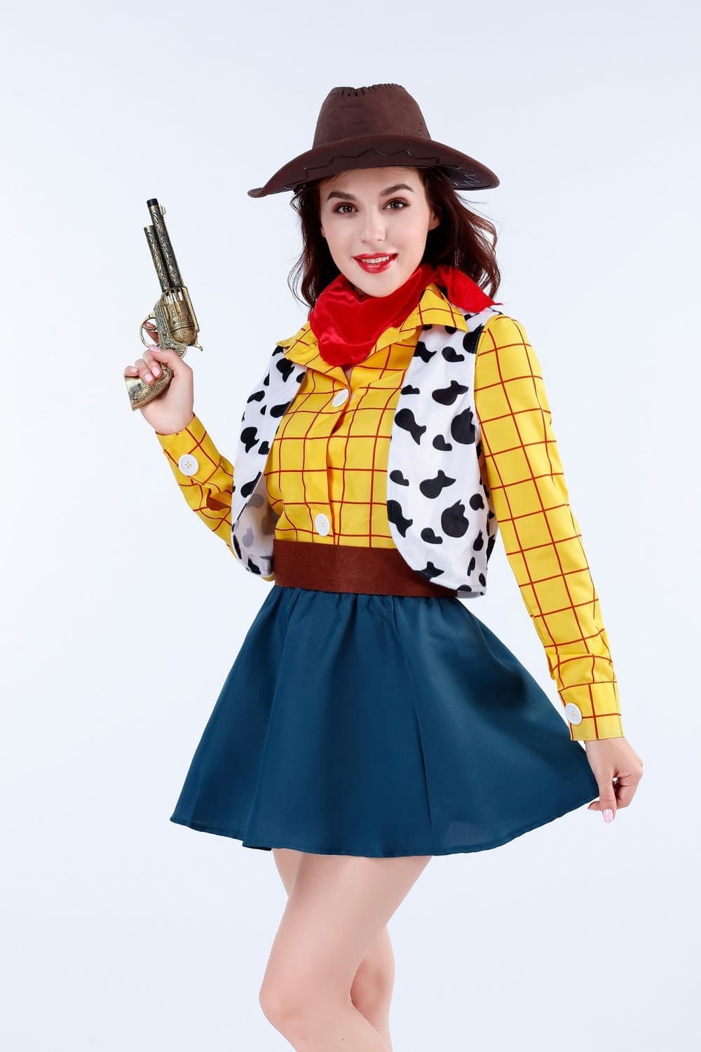 2007 women's model [cowboy hat + scarf + top + vest + pants + belt]