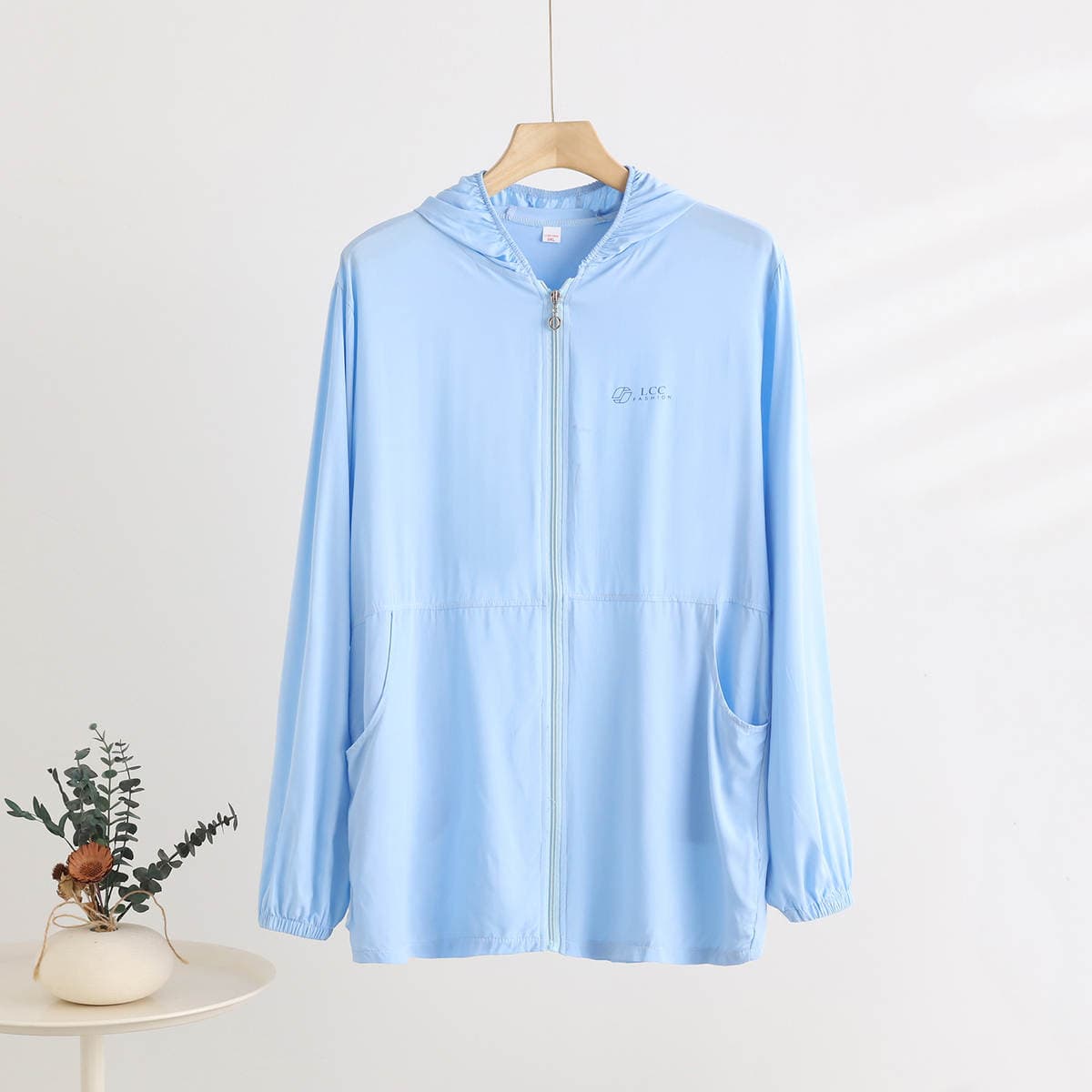 Cotton Silk Zipper Hooded Mid-length Sunscreen Suit Summer Loose Breathable Pocket Thin Coat plus size Casual Women's Top 3