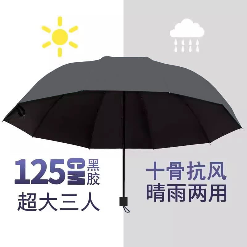 10-bone extra large sunny and rainy vinyl umbrella-three people [dark gray]
