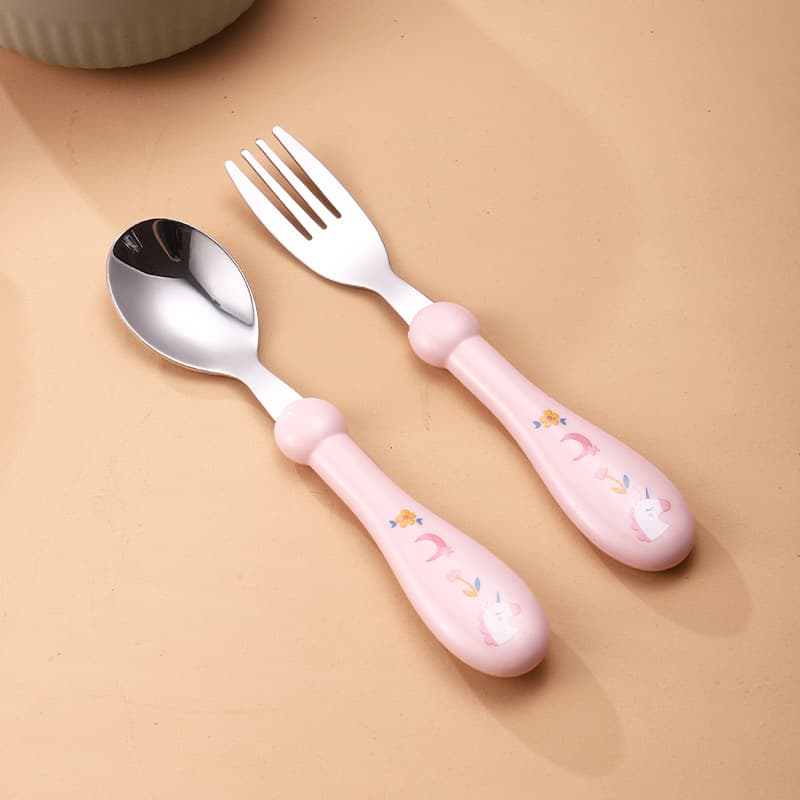 Pink spoon and fork