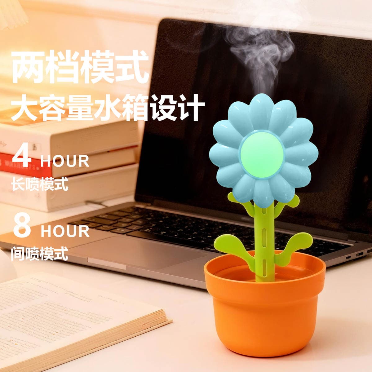 USB səssiz böyük həcmli masaüstü nəmləndirici, LED işıqlı 3