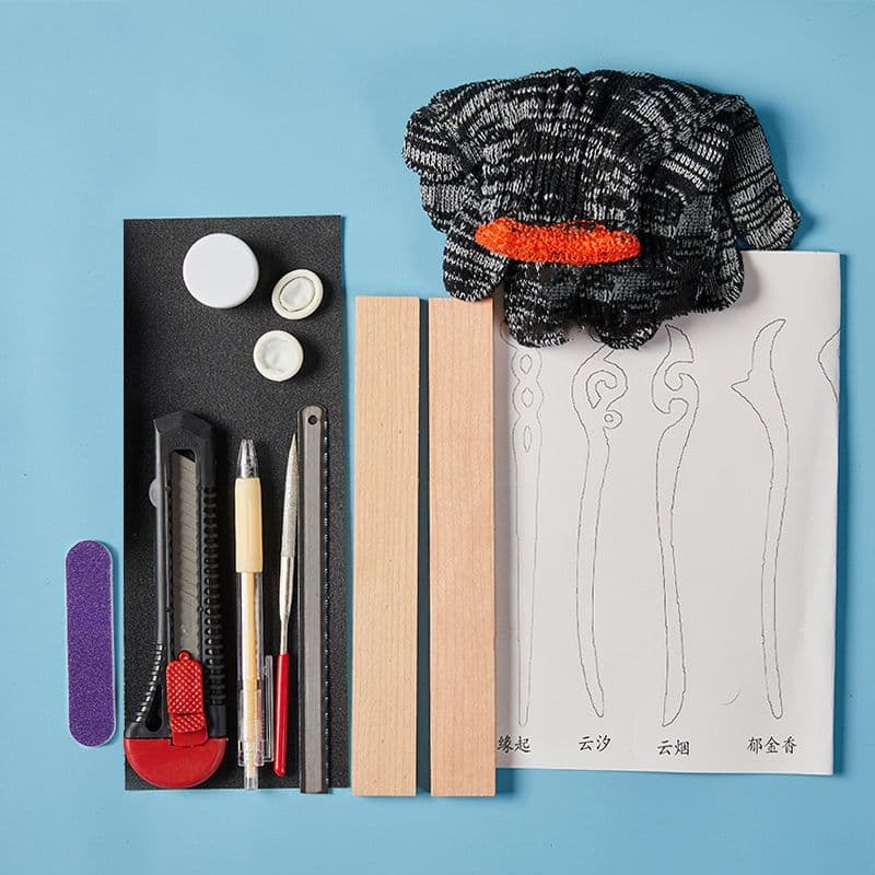 [2 peach boards] + drawings + Gift Box + tools