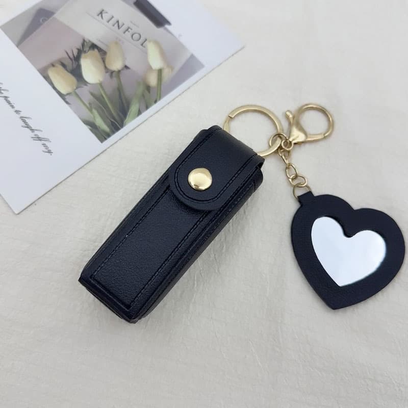 Love mirror style lipstick bag [black]