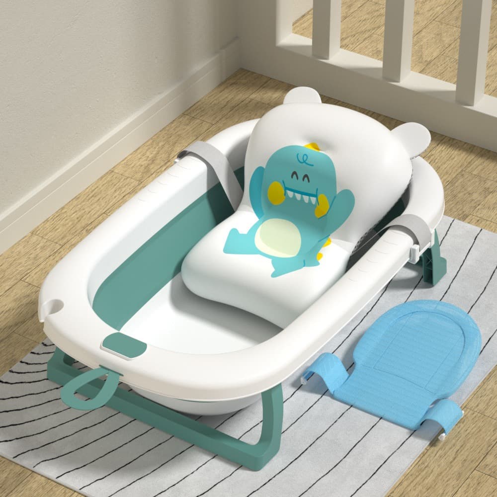 TC Ordinary-Dark Green + Dinosaur Bath Mat + T-shaped Bath Net