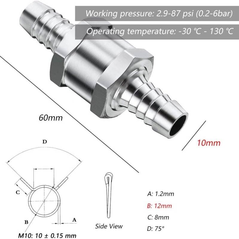 Foreign Trade - Aluminum Alloy Gasoline and Diesel Fuel One-Way Check Valve Anti-Backflow Valve Oil Line Barbed One-Way Valve 2