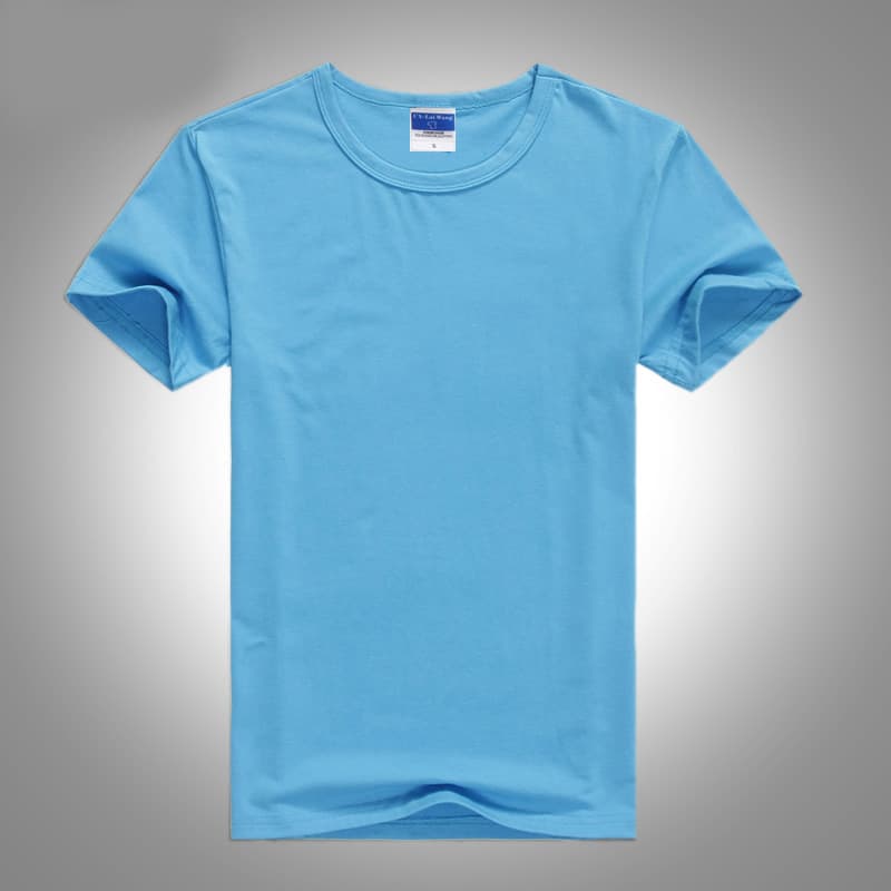 Solid color short sleeve lake blue (men's style)