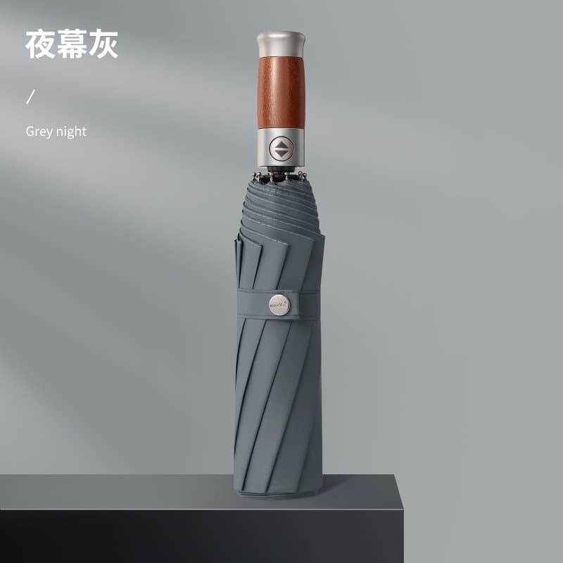 High-end 30-bone fully automatic [wooden handle reinforced and thickeneded vinyl] night gray