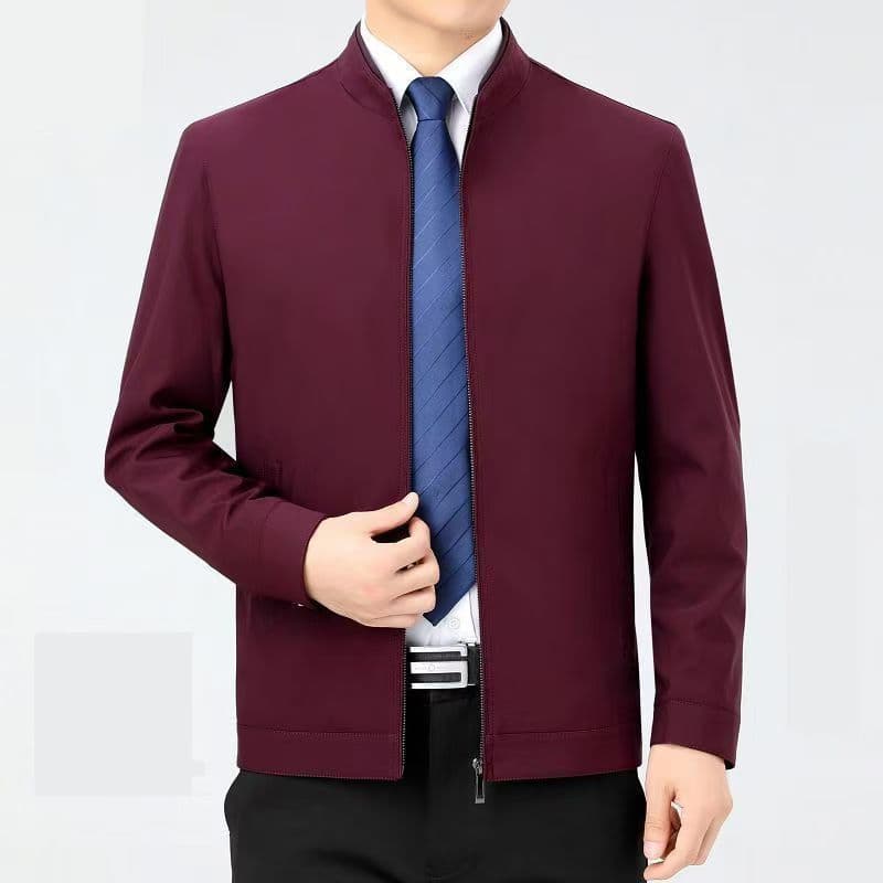 Red stand collar zipper thin