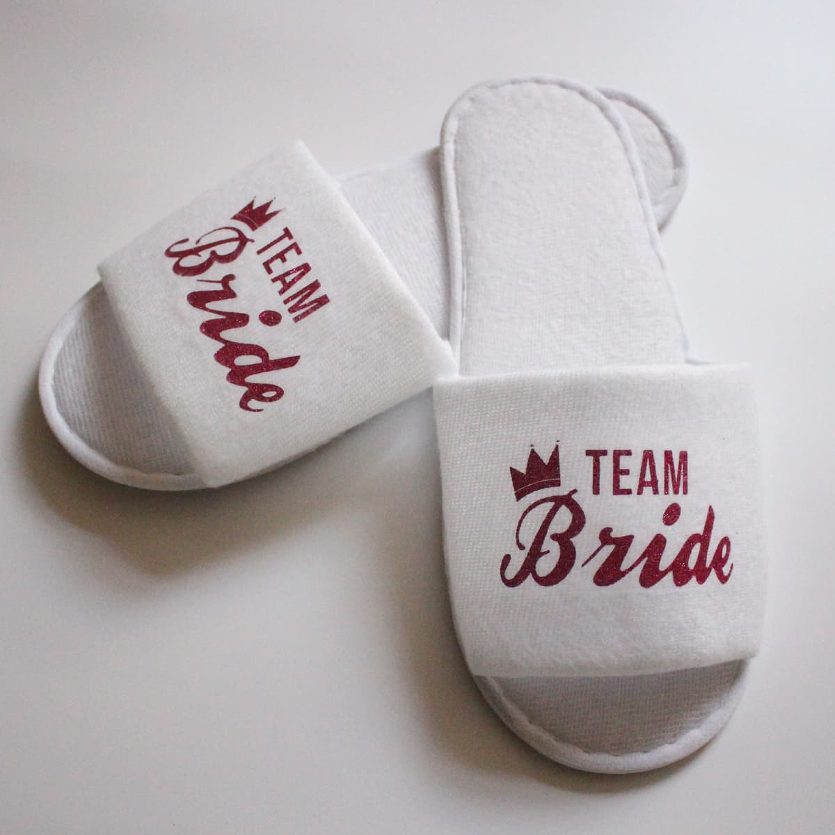 White Slippers/Rose Red Crown Letter team bride