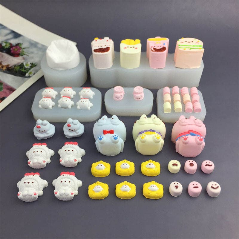Bear Round Bean Expression Pig Slippers Marshmallow Small Nose Silicone Mold Fondant Cake Chocolate Drip Mold 2