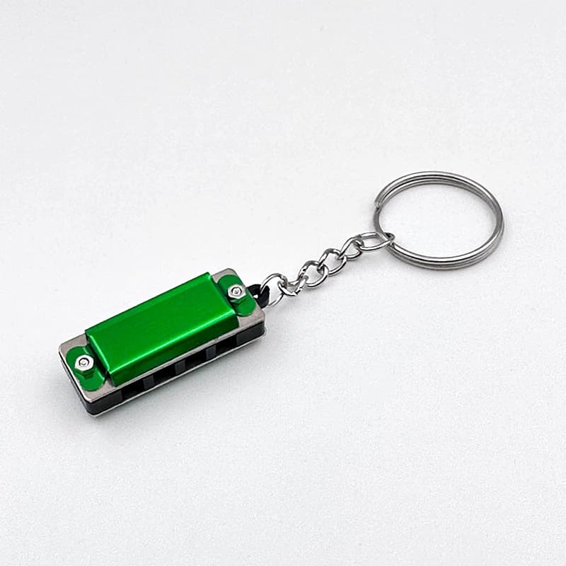 Mini metal harmonica (green) hanging ring style