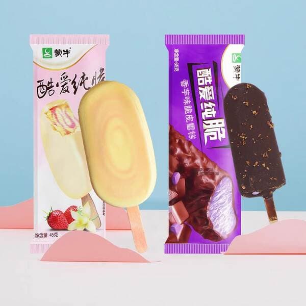 Mn Loves Pure Crispy Strawberry-Vanilla Flavored Taro Crispy Ice Cream Popsicles, Whole Box Wholesale