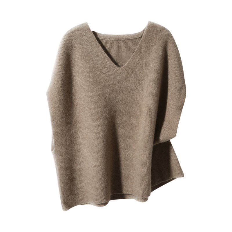 Qadınlar üçün 2023-cü ilin yeni payız-qış təmiz yun trikotaj jilet, boş, yarasa qollu, gündəlik 5