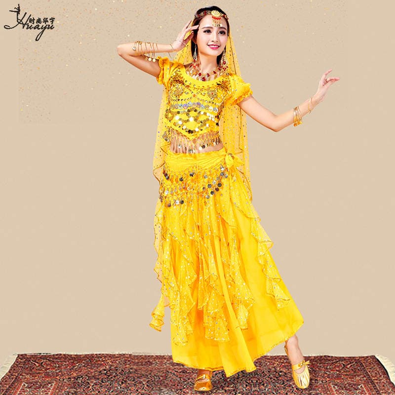 Huayu Dance New Indian Dance Performance Suit Short-sleeved Dot Dress Suit Folk Dance Xinjiang Dance Table Performance Suit 2
