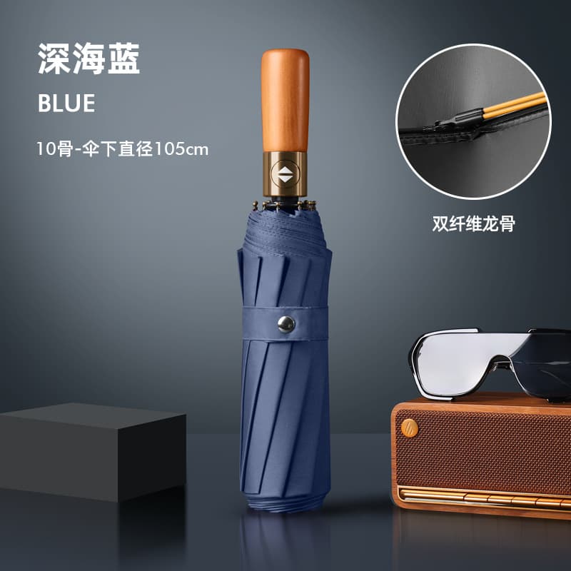 Automatic wooden handle 20 strands [thick vinyl] [navy blue]