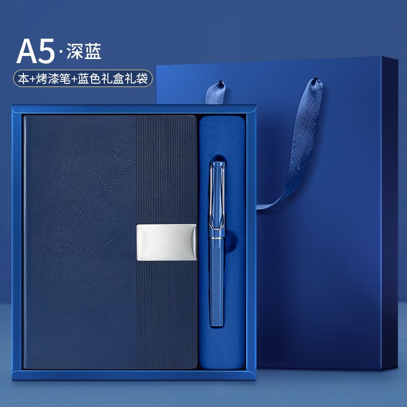 Dark blue book + paint pen + gift box and gift bag