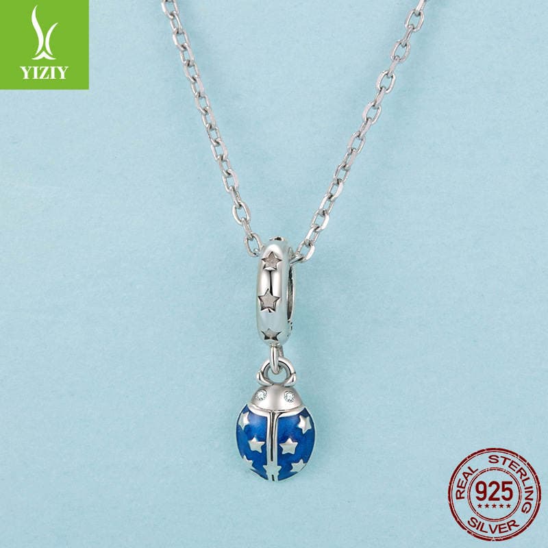 Original Design by Yinziyun: S925 Sterling Silver Seven-Star Ladybug Pendant Accessory, Small Lucky Insect DIY Bracelet Bead 5