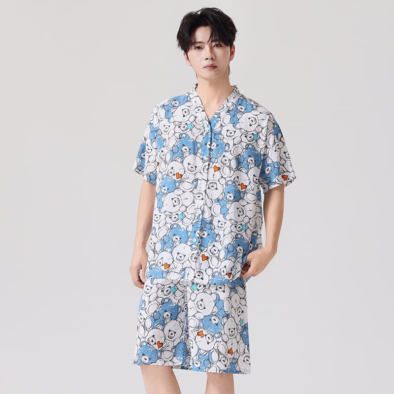 Double short blue denim bear