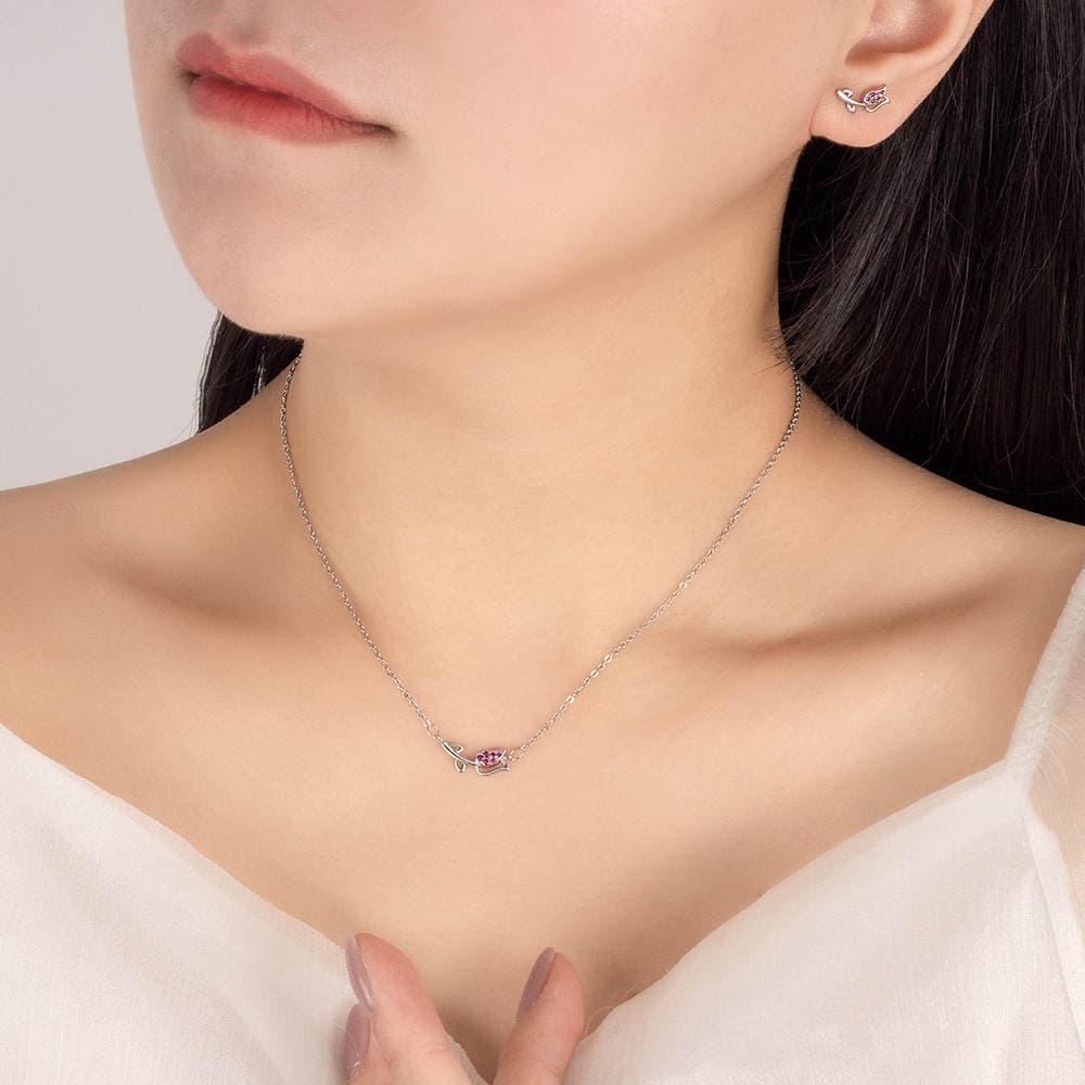Korean-Style Fresh Tulip Set, Niche Design, Sweet and Fashionable Clavicle Chain and Earrings Jewelry Wholesale 4
