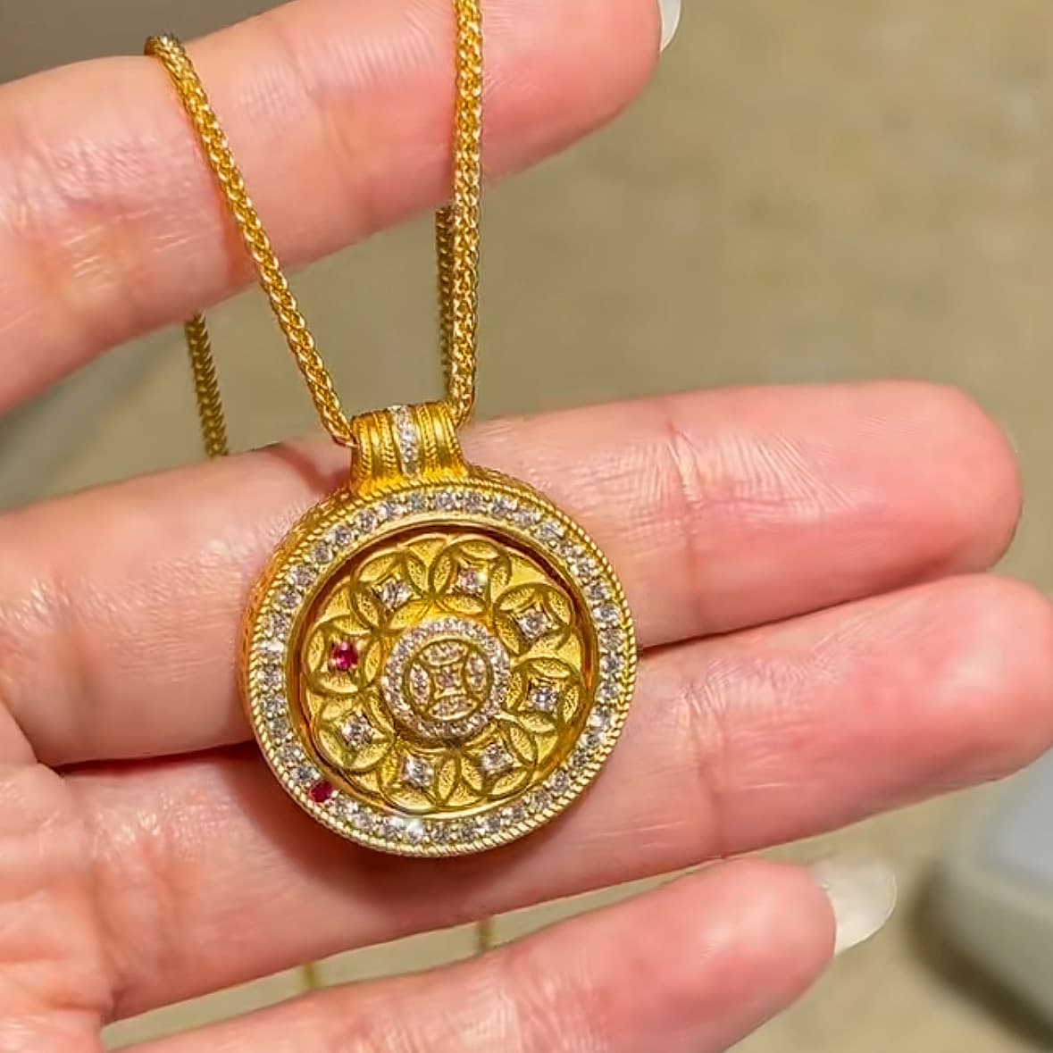 Dz029 bafang laicai copper coin compass [single pendant]