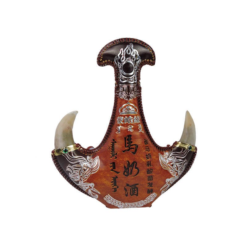 Inner Mongolia Specialty leather pot wine distilled milk wine 16 degrees 500ml real horn leather bag horse milk wine hand sewing 5