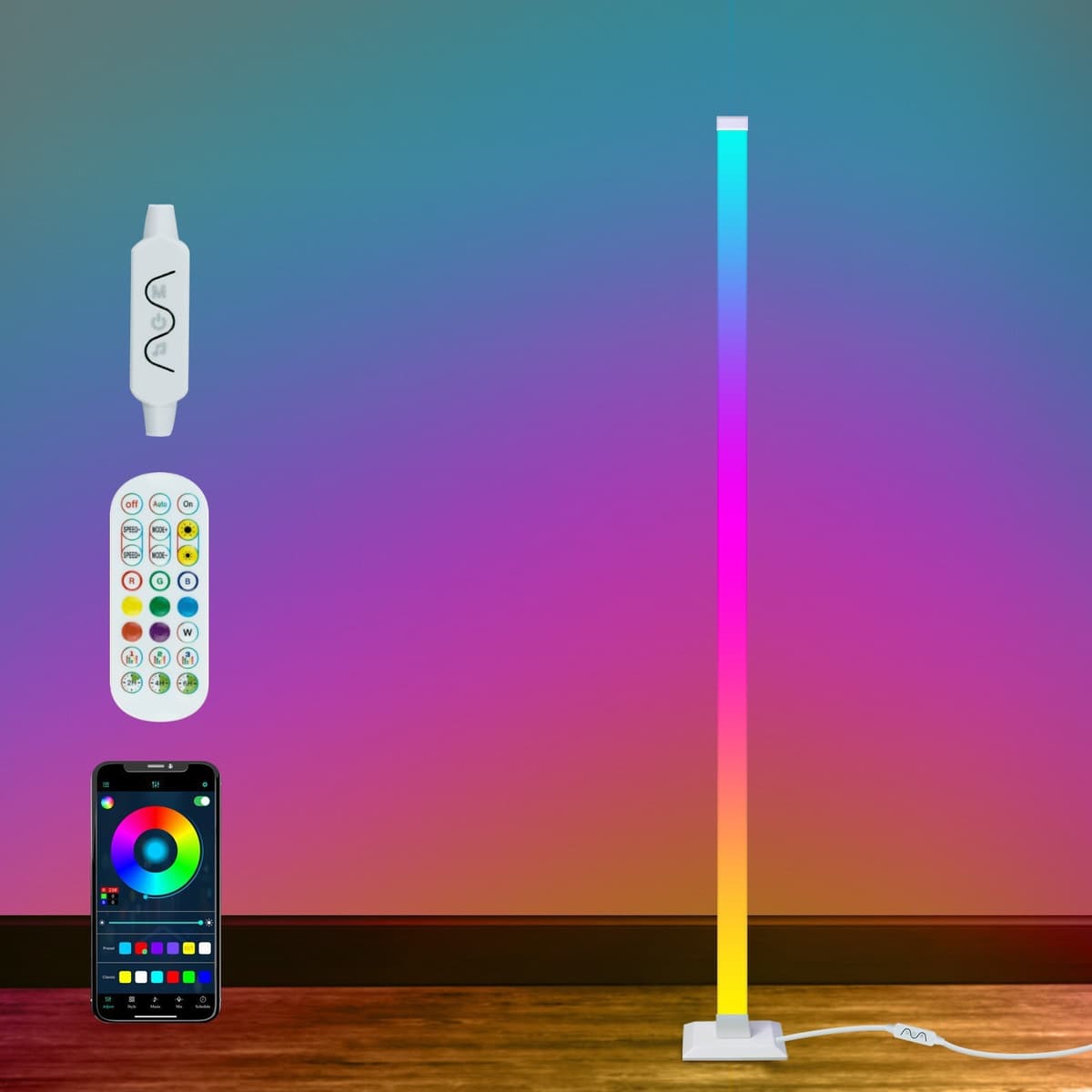 Bluetooth app + remote control floor lamp (one set)