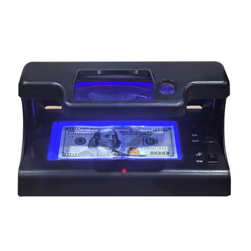 Small Mini Desktop Money Detector, Battery-Powered Portable Uv Watermark Multi-Currency Fluorescent Light Money Detector 1