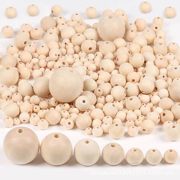 Spot Wood Beads Wholesale 6-50mm Solid Wood Color Punched Loose Beads DIY Jewelry Accessories Wood Beads Handmade Beading Material